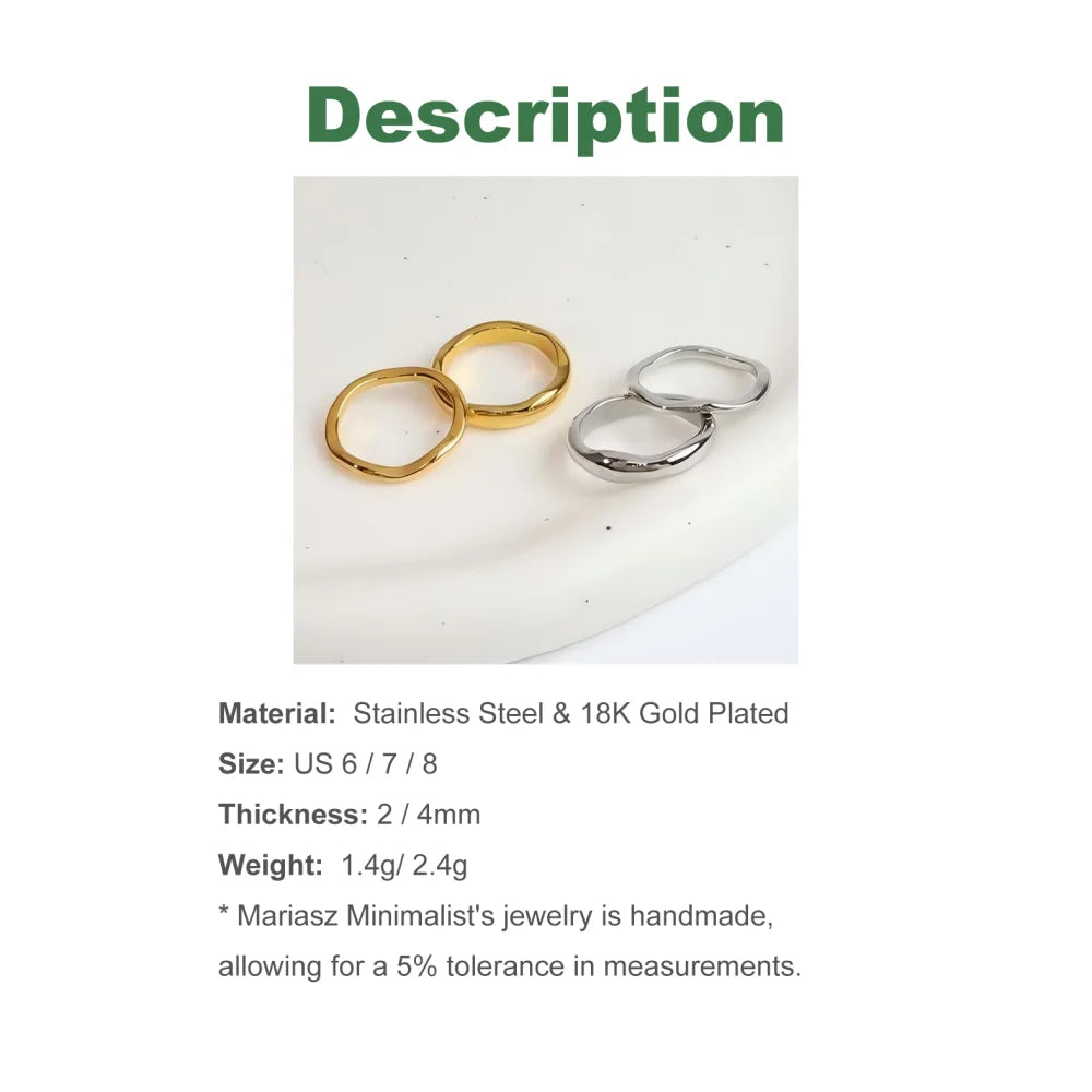 Riva Ring Set — Gold & Silver Ripple Stackable Bands