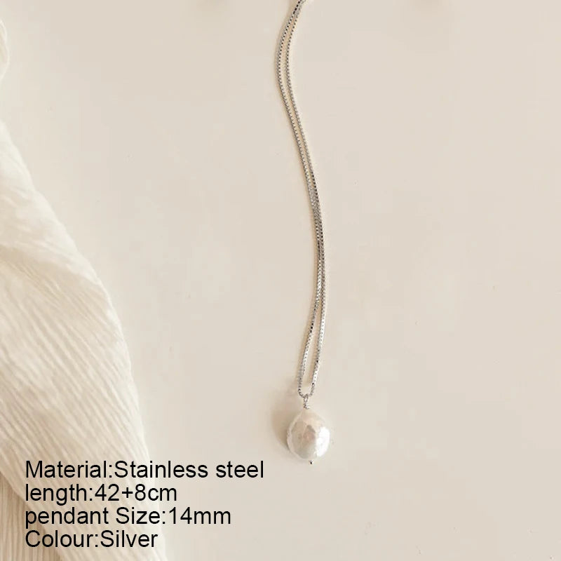 Isla Pearl Choker — Natural Freshwater Pendant Necklace in 316L Gold Stainless Steel