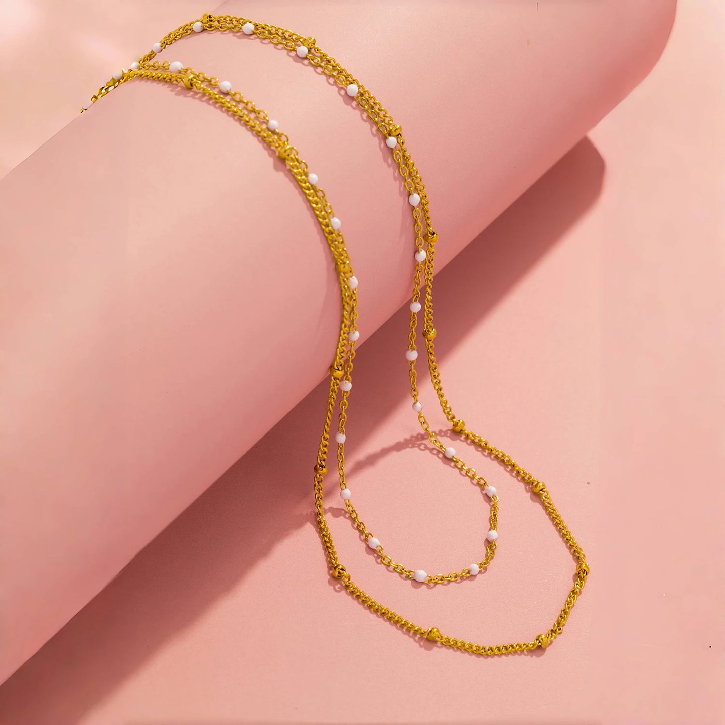 Naya Dual Chain Necklace — Minimalist Stainless Steel Double-Layer Design