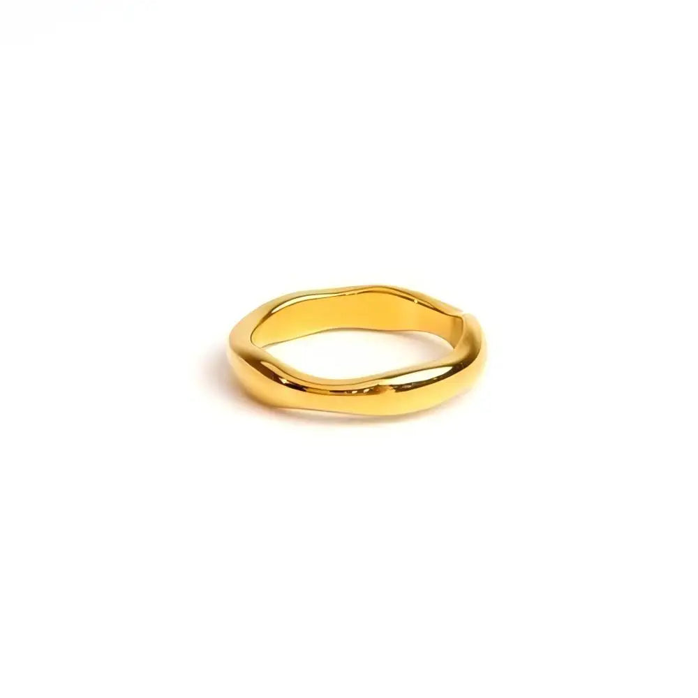 Riva Ring Set — Gold & Silver Ripple Stackable Bands