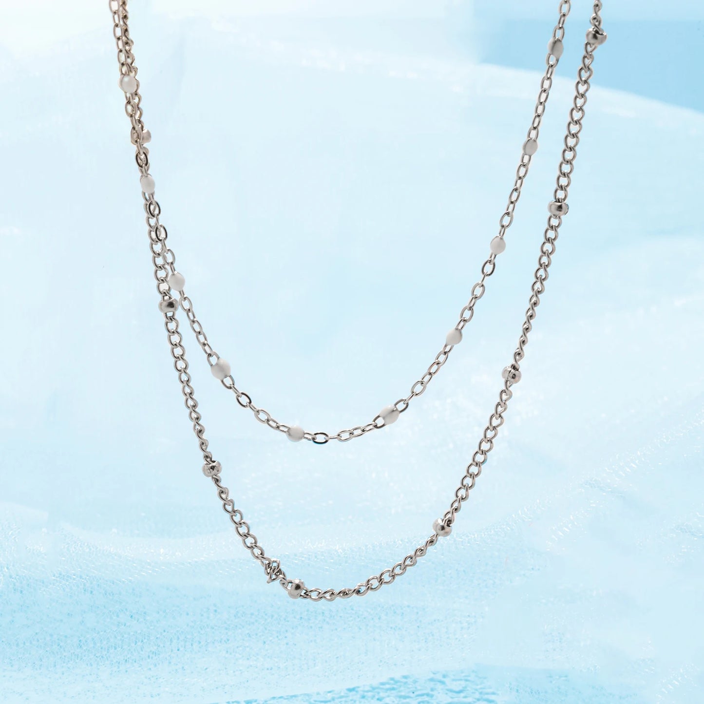 Naya Dual Chain Necklace — Minimalist Stainless Steel Double-Layer Design