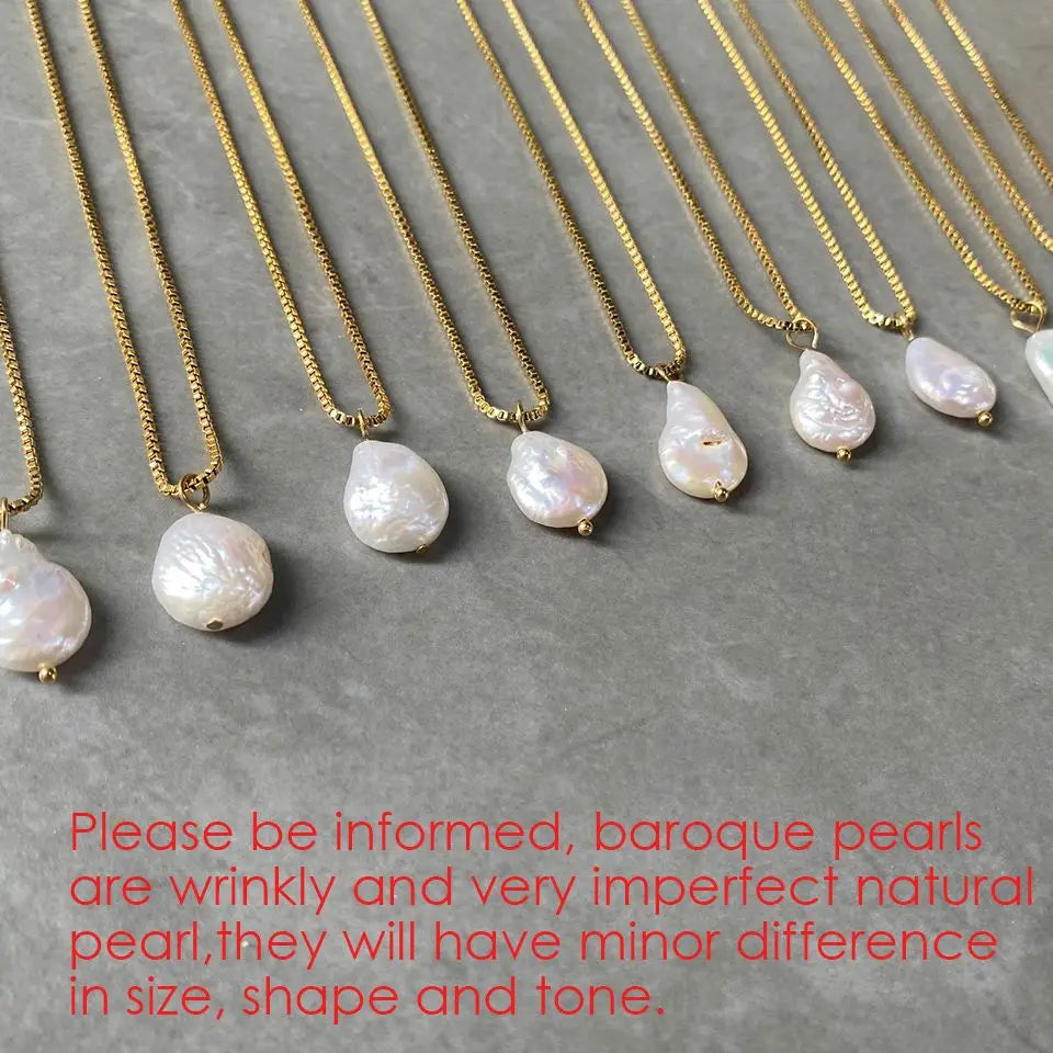 Isla Pearl Choker — Natural Freshwater Pendant Necklace in 316L Gold Stainless Steel