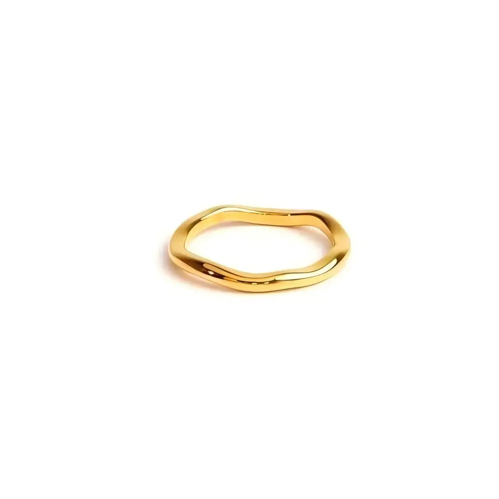 Riva Ring Set — Gold & Silver Ripple Stackable Bands