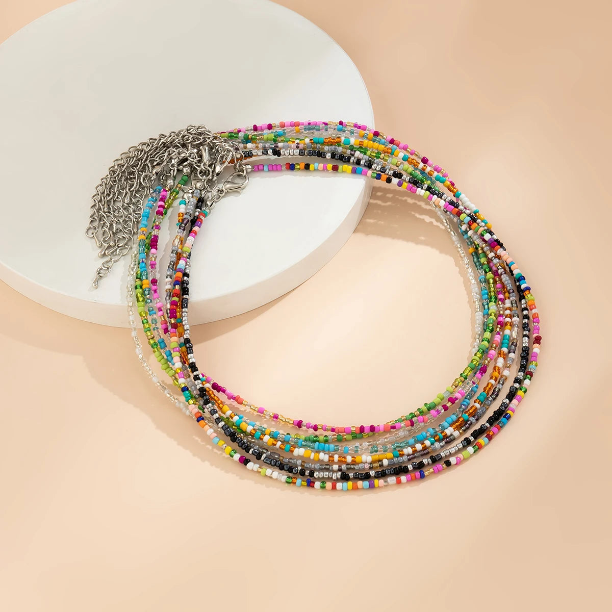 Solea Bead Choker — Handmade Multicolor Acrylic Necklace