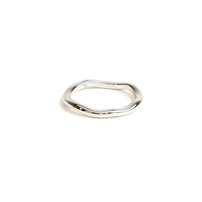 Riva Ring Set — Gold & Silver Ripple Stackable Bands
