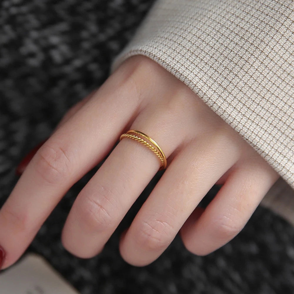 Aureum Set — 18K Gold Plated Titanium Stackable Rings