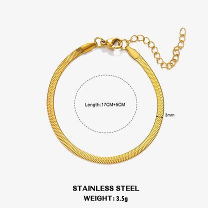 Sola Snake Chain Choker — Unisex Flat Herringbone Necklace in Gold or Silver