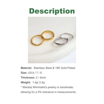 Riva Ring Set — Gold & Silver Ripple Stackable Bands