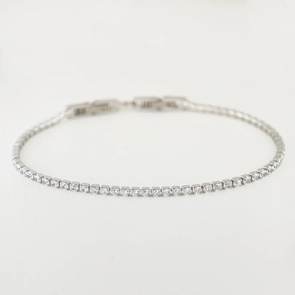 Aurelia Tennis Bracelet — 2mm CZ Cluster Link Chain in Stainless Steel