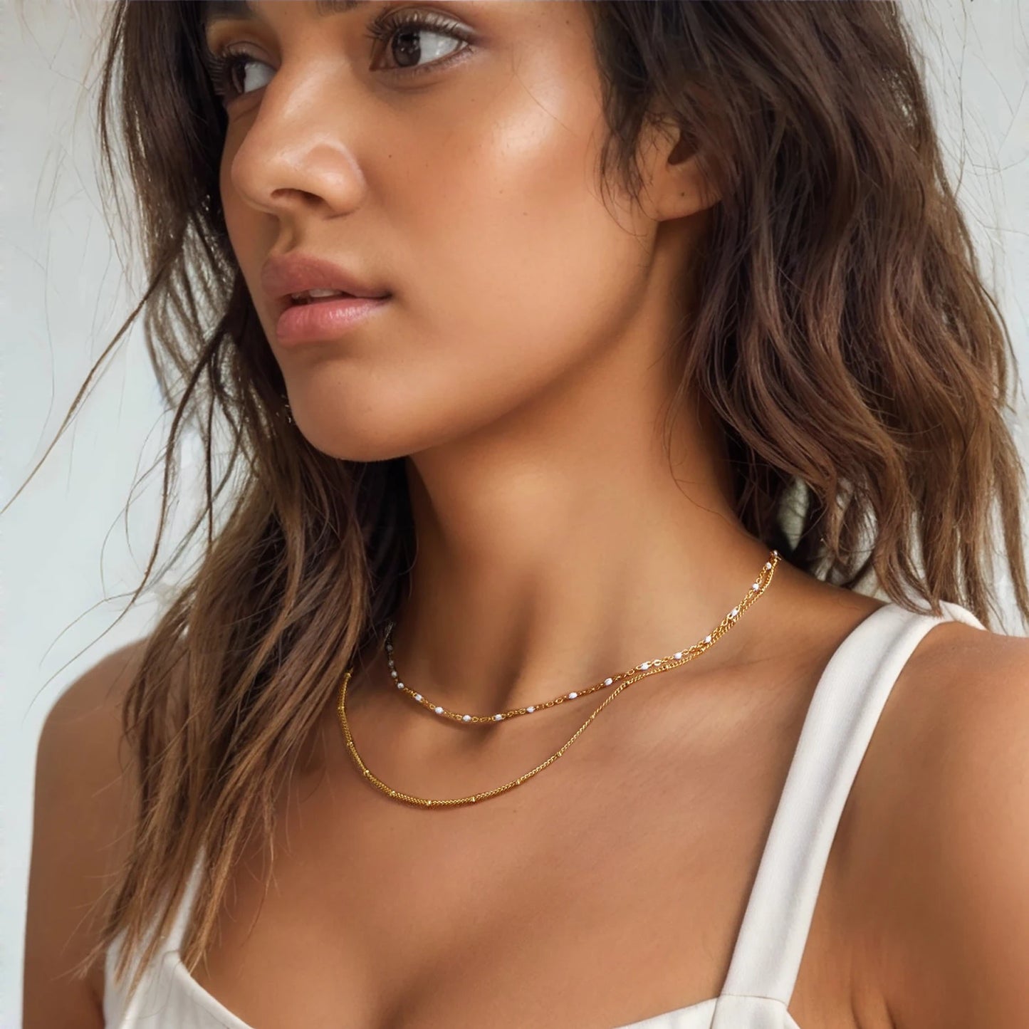 Naya Dual Chain Necklace — Minimalist Stainless Steel Double-Layer Design
