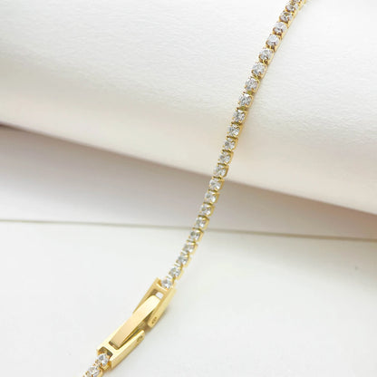 Aurelia Tennis Bracelet — 2mm CZ Cluster Link Chain in Stainless Steel