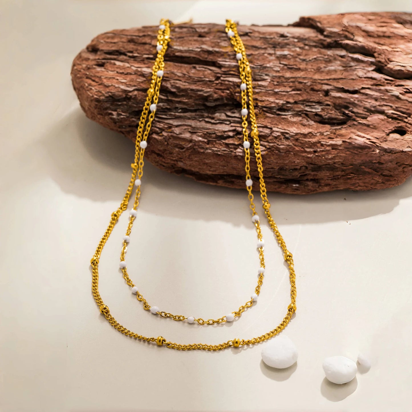 Naya Dual Chain Necklace — Minimalist Stainless Steel Double-Layer Design